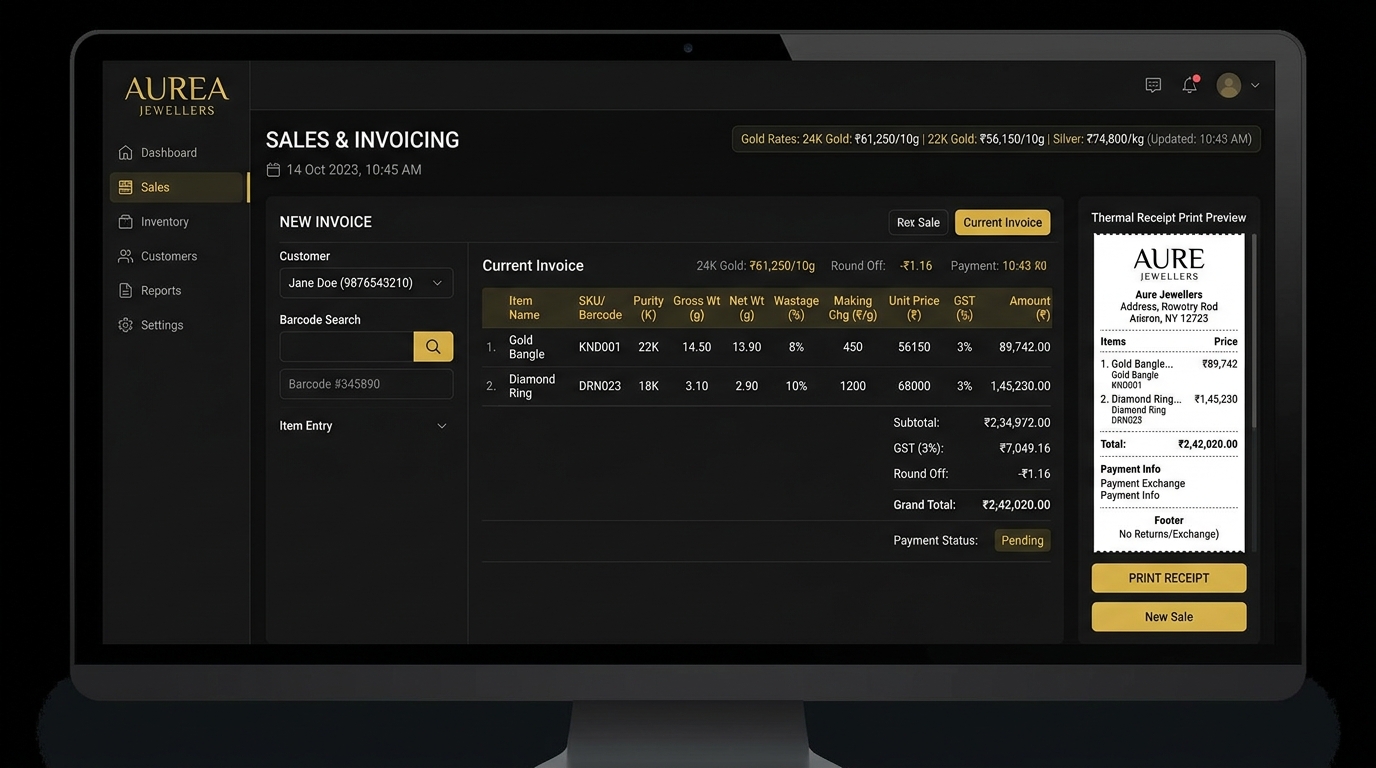 Jewellery POS Billing Interface